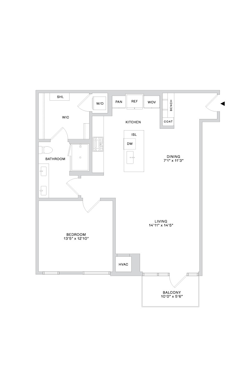 Floor plan layout diagram for PHB4 (1x1)