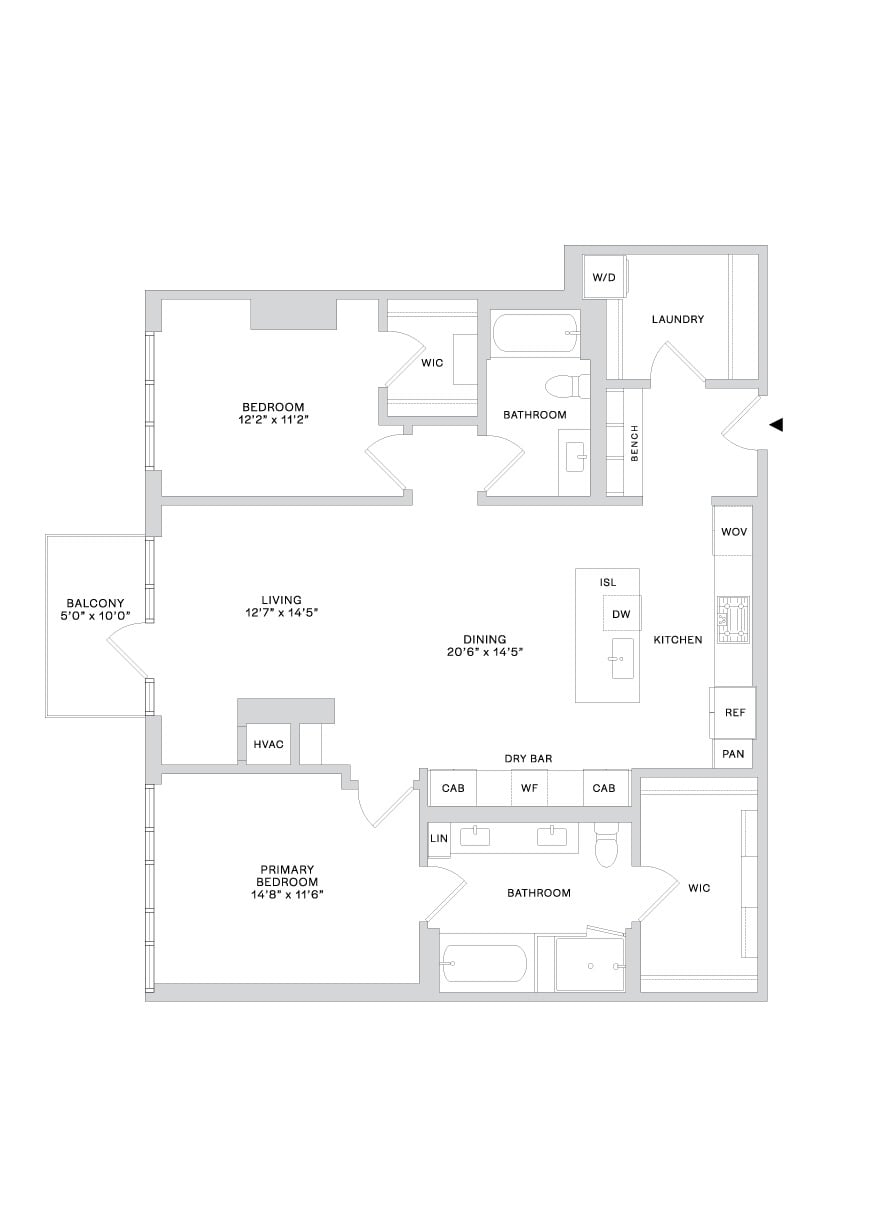 Floor plan layout diagram for PHC2 (2x2)