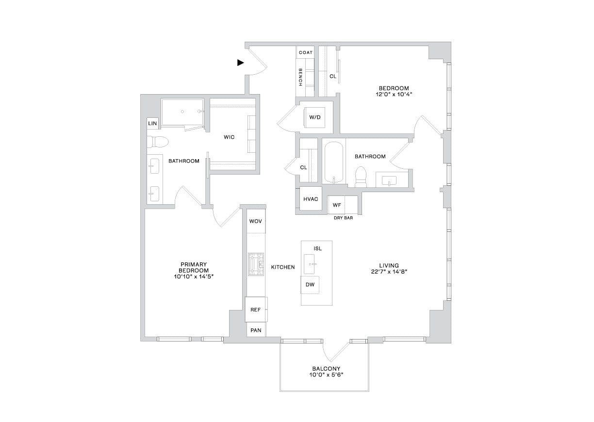 Floor plan layout diagram for PHC1 (2x2)