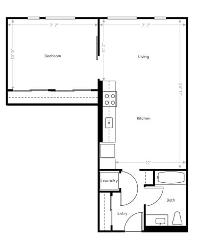Floor plan layout diagram for 1 Bedroom G