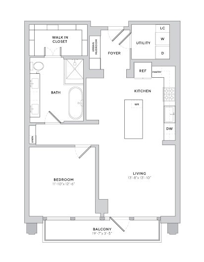 Floor plan layout diagram for A3 (1x1)