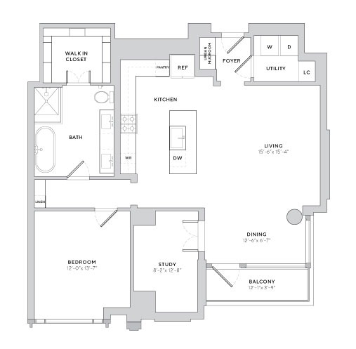 Floor plan layout diagram for A6 Study (1.5x1)