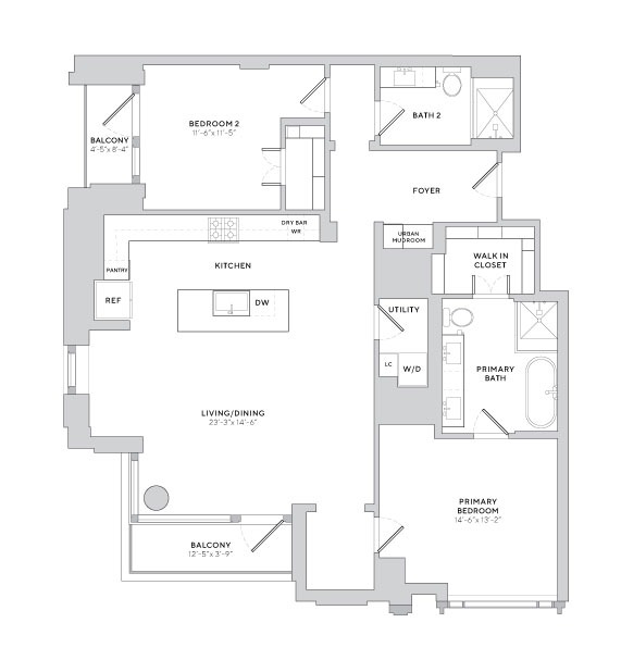 Floor plan layout diagram for B2 ALT (2x2)