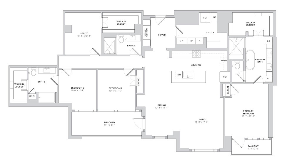 Floor plan layout diagram for PH2 Study (3.5x3)