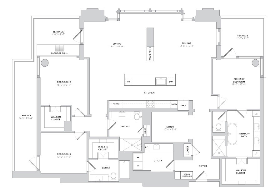 Floor plan layout diagram for PH5 Study (3.5x3)