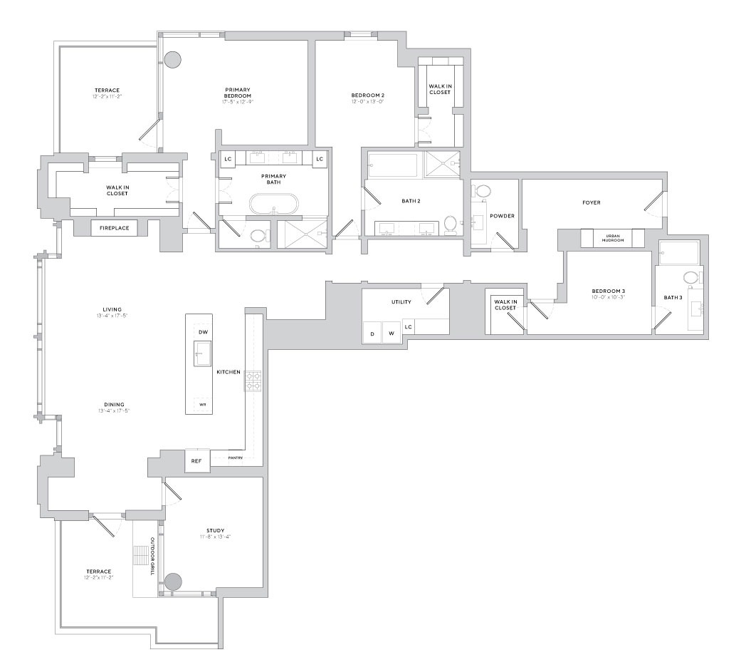 Floor plan layout diagram for PH7 (3.5x3.5)