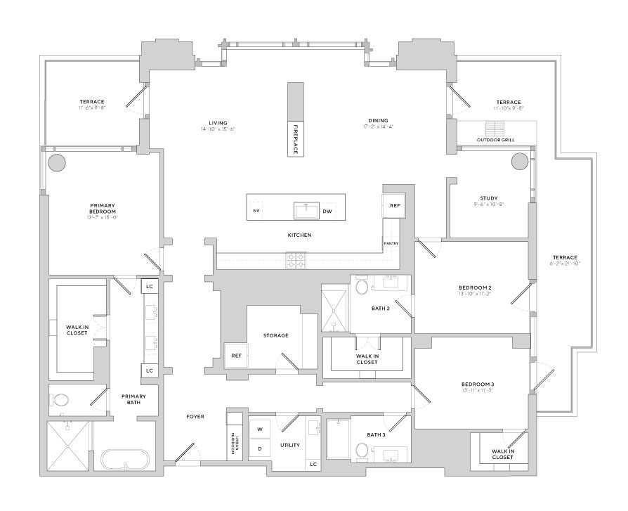 Floor plan layout diagram for PH8 (3.5x3)