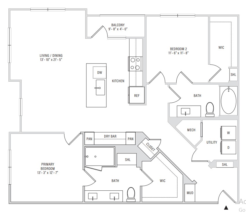 Floor plan layout diagram for B2