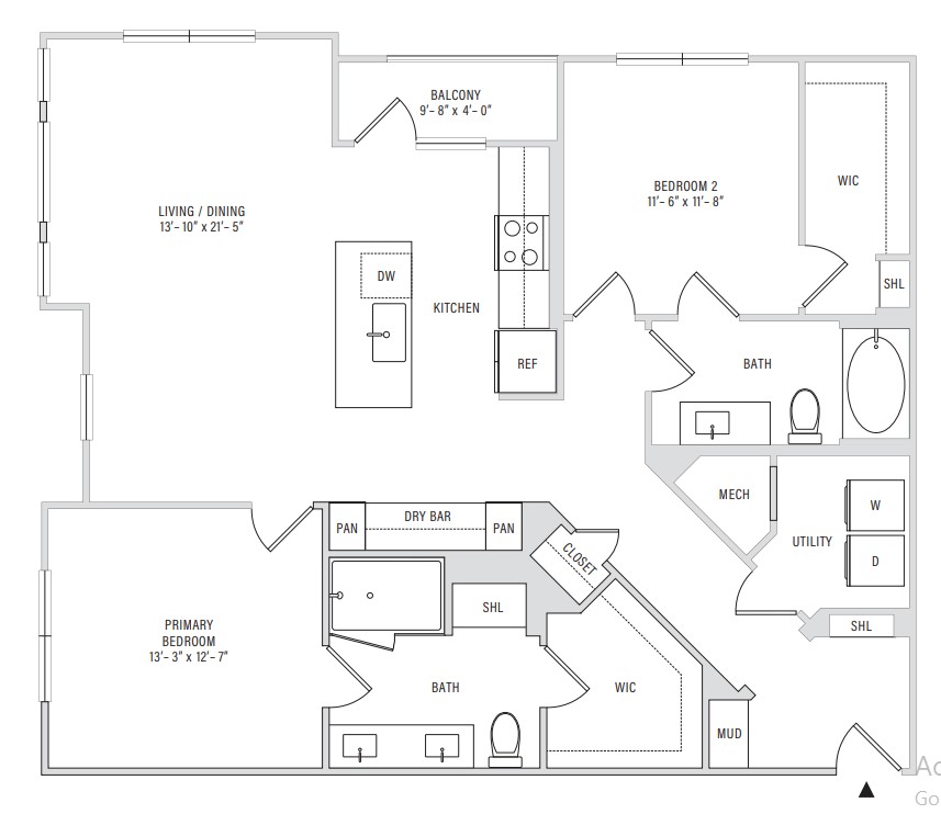 Floor plan layout diagram for B2A