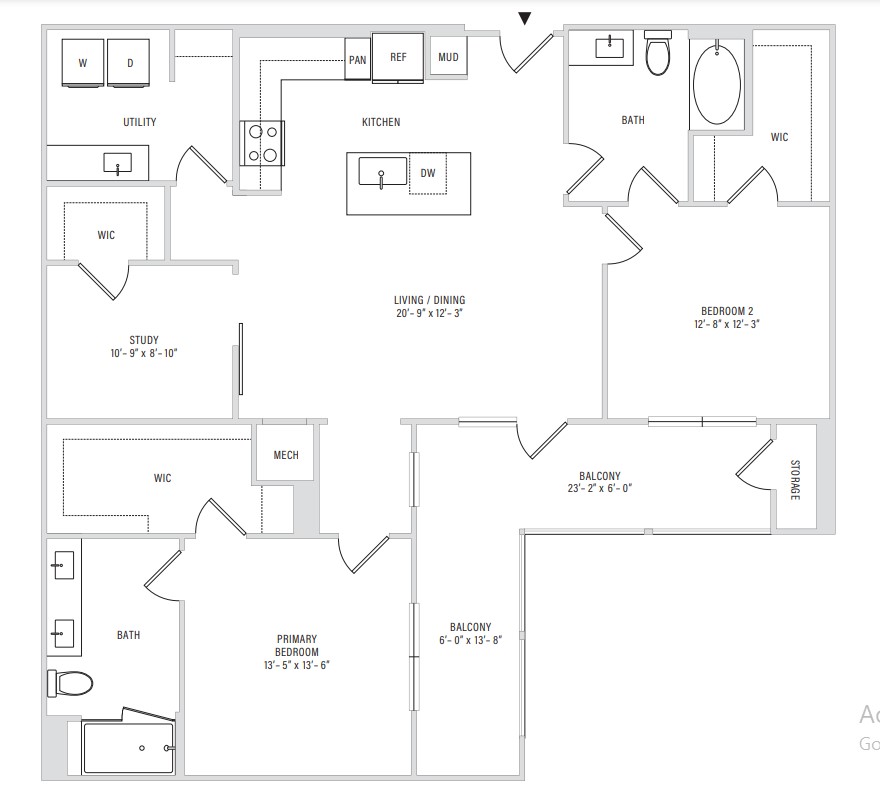 Floor plan layout diagram for B3A