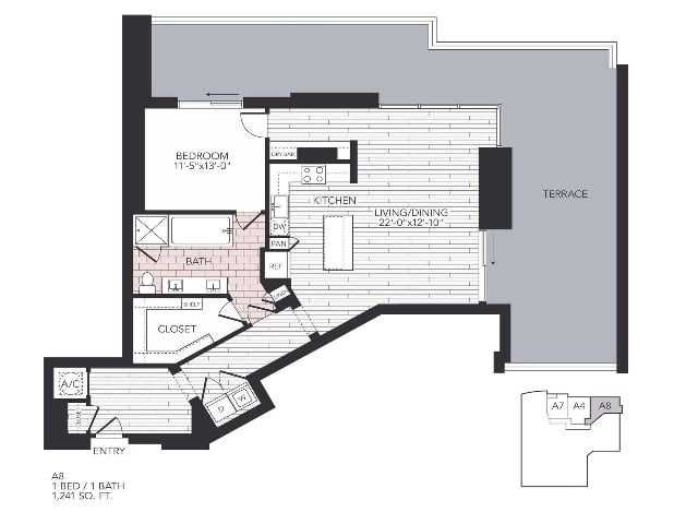 Floor plan layout diagram for A8