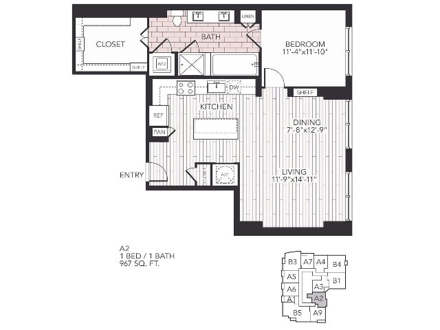Floor plan layout diagram for A2
