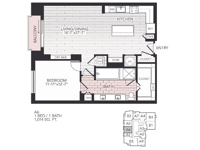 Floor plan layout diagram for A6