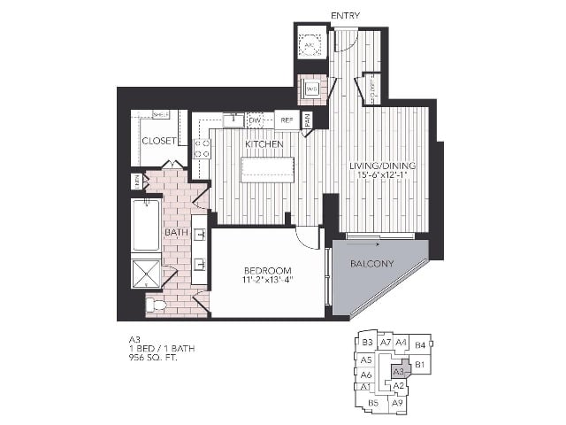 Floor plan layout diagram for A3