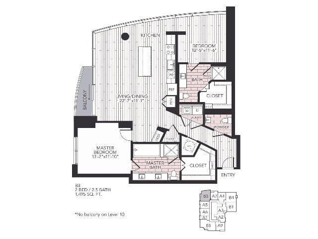 Floor plan layout diagram for B3