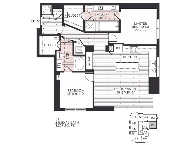 Floor plan layout diagram for B1