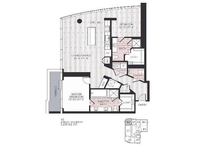 Floor plan layout diagram for B2