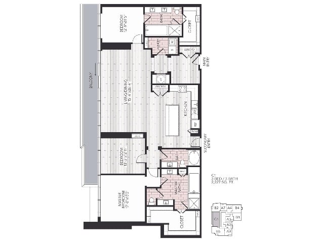 Floor plan layout diagram for C1