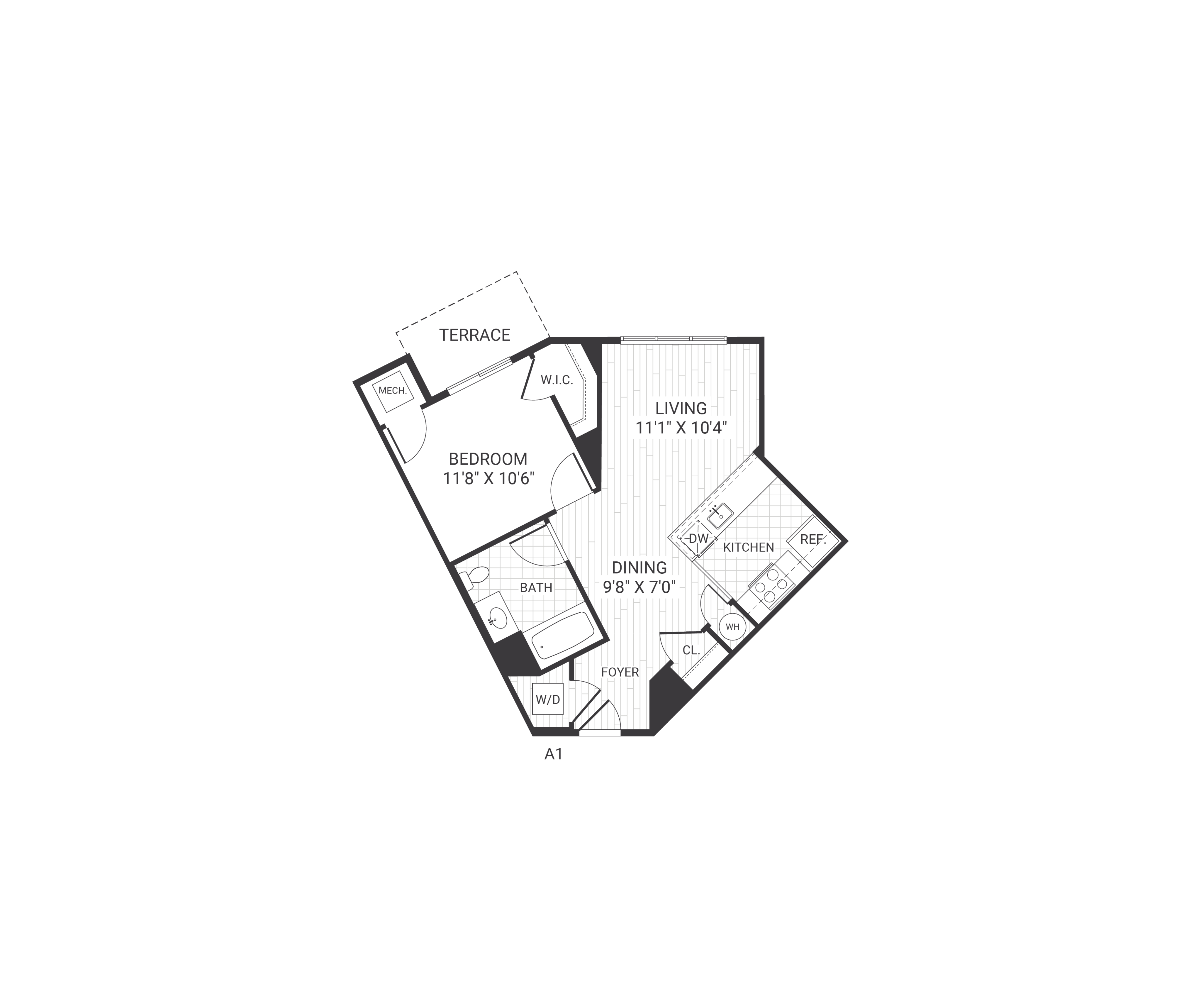 Floor plan layout diagram for A01