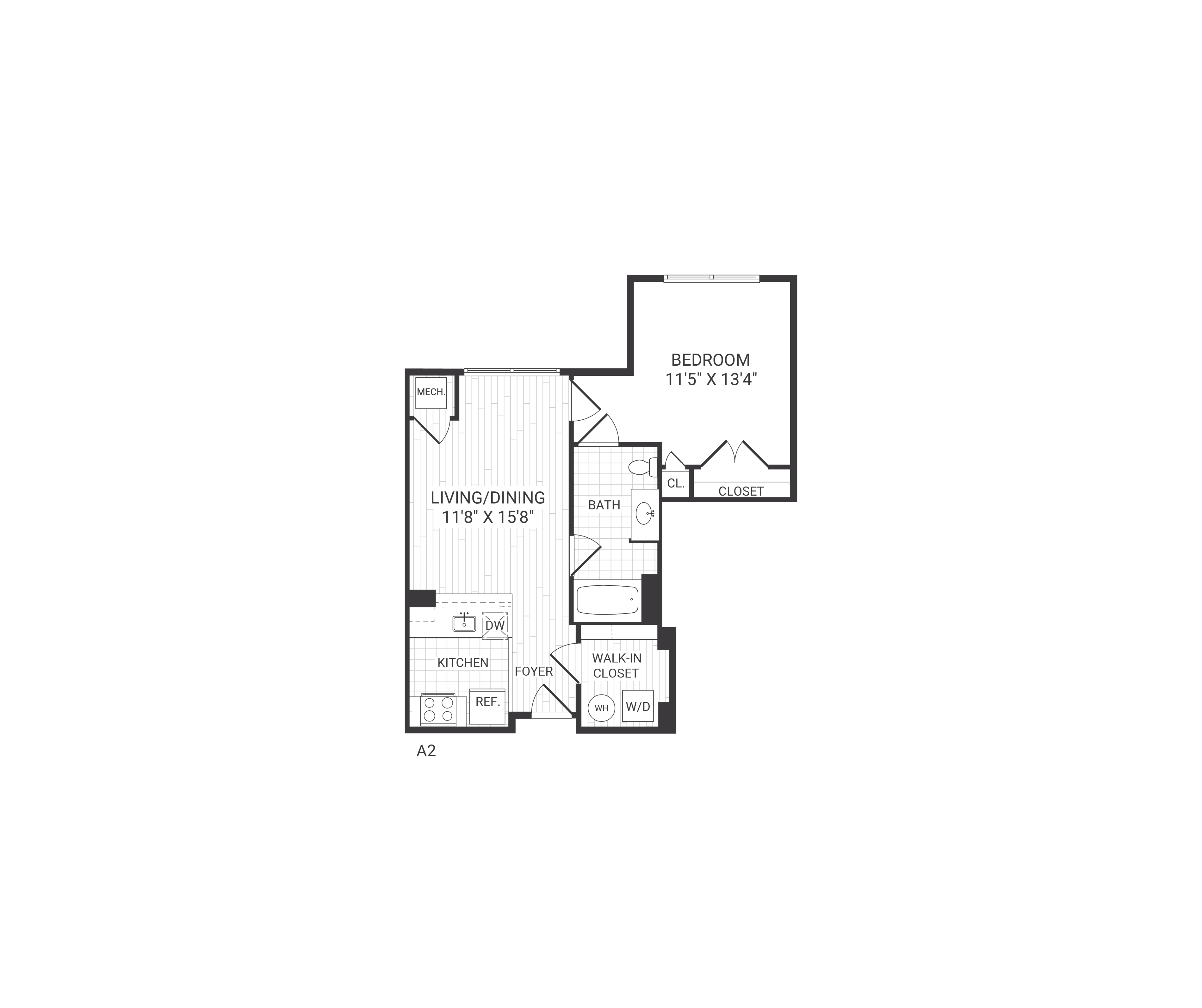 Floor plan layout diagram for A02