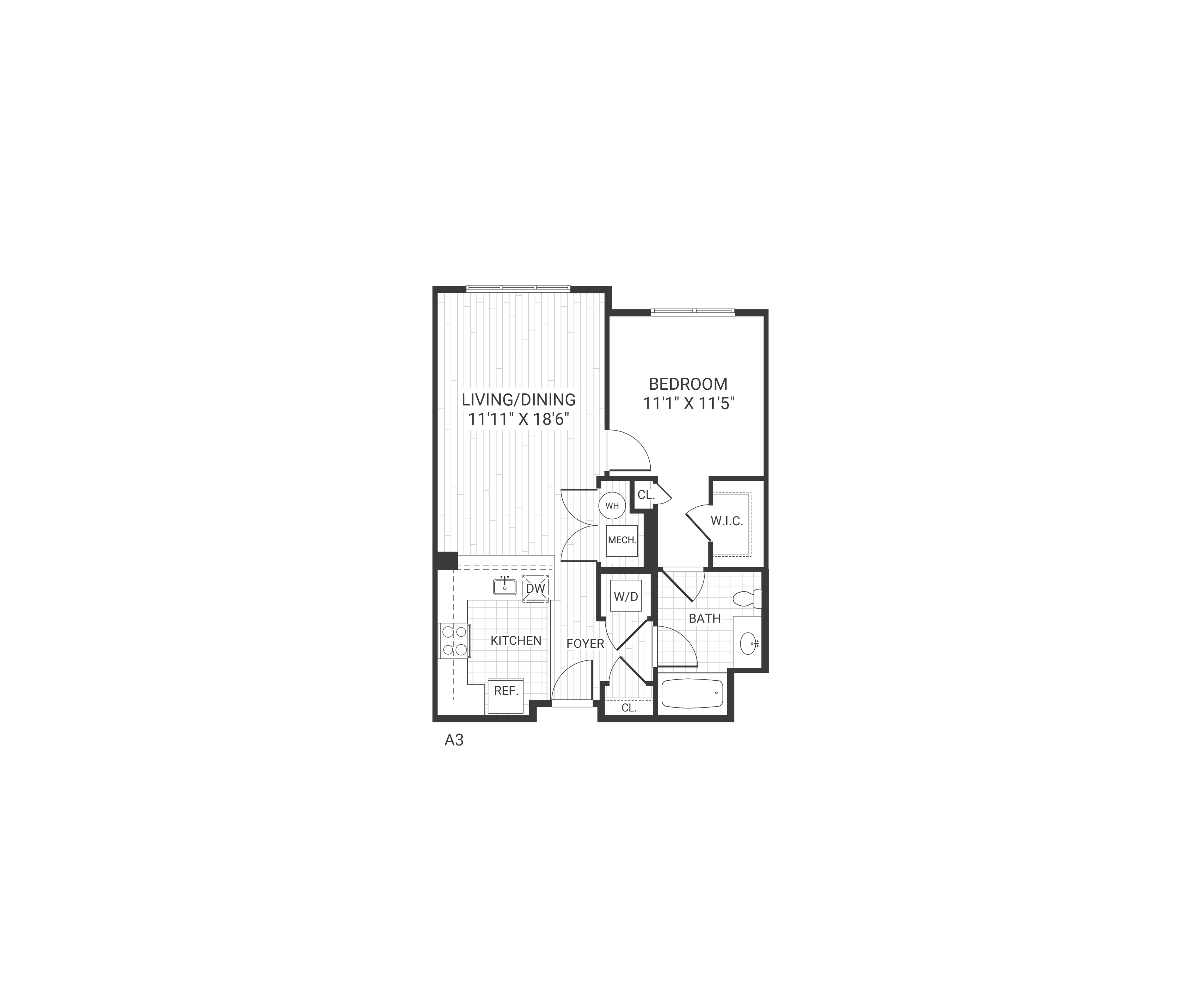 Floor plan layout diagram for A03