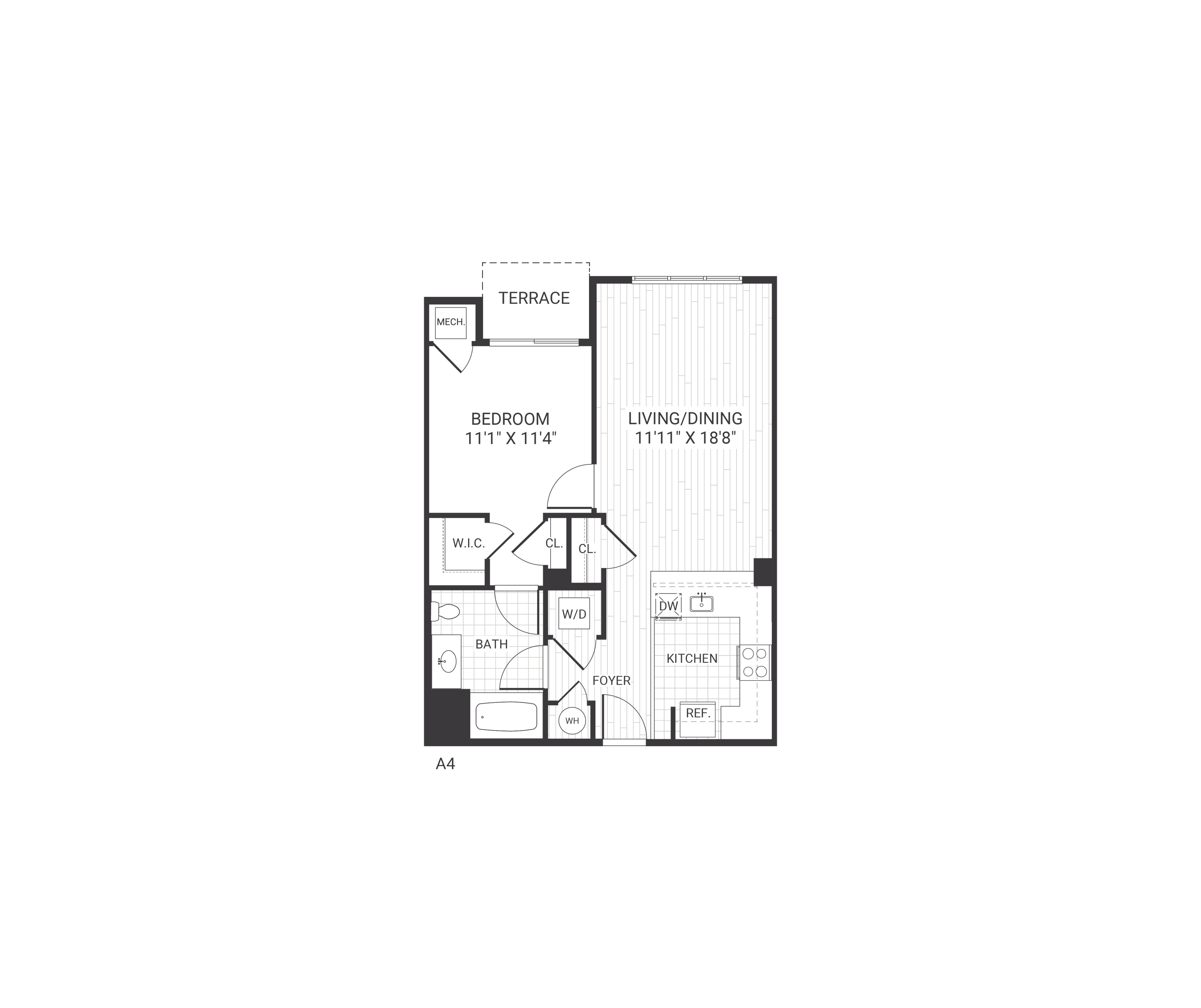 Floor plan layout diagram for A04