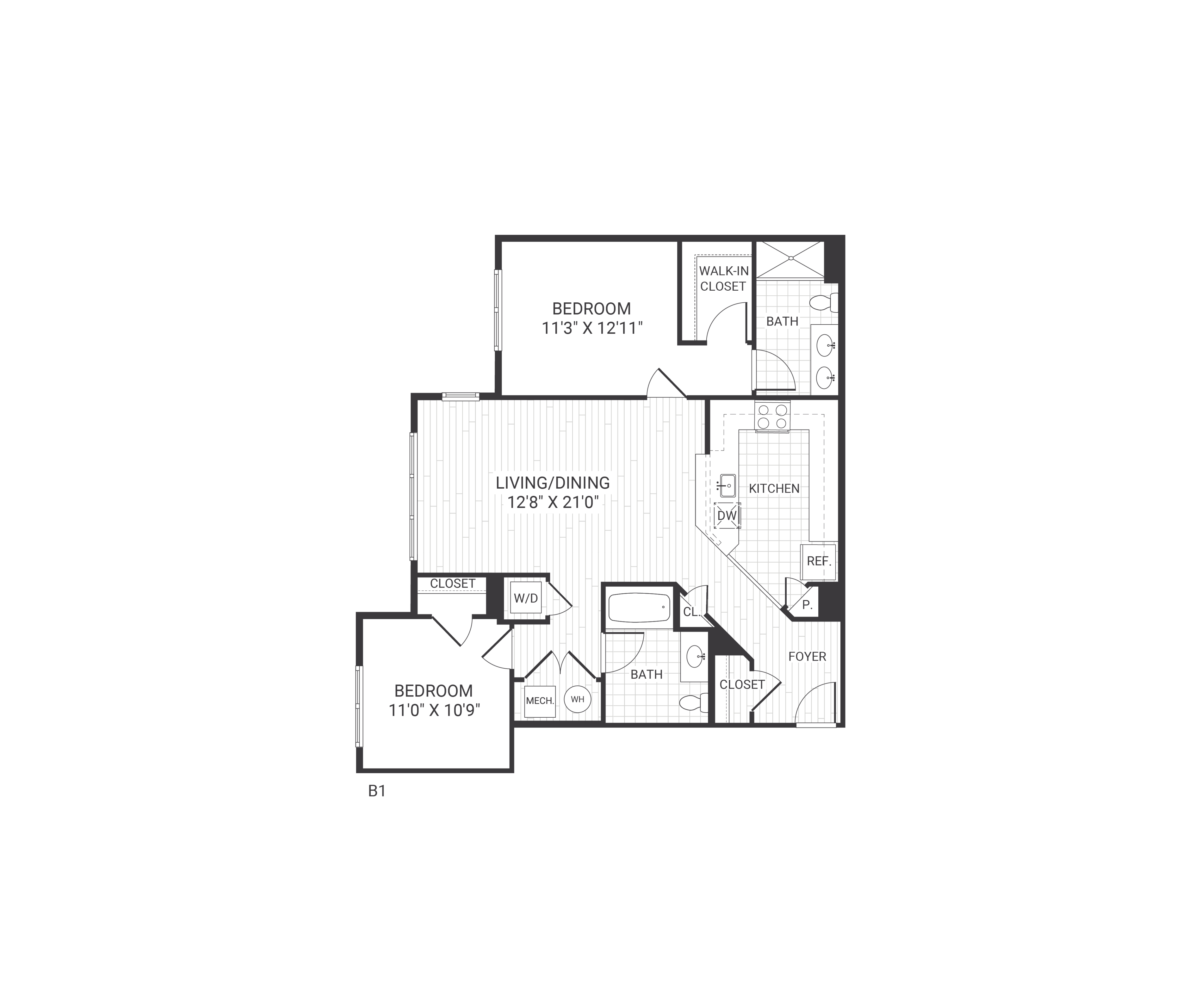 Floor plan layout diagram for B01