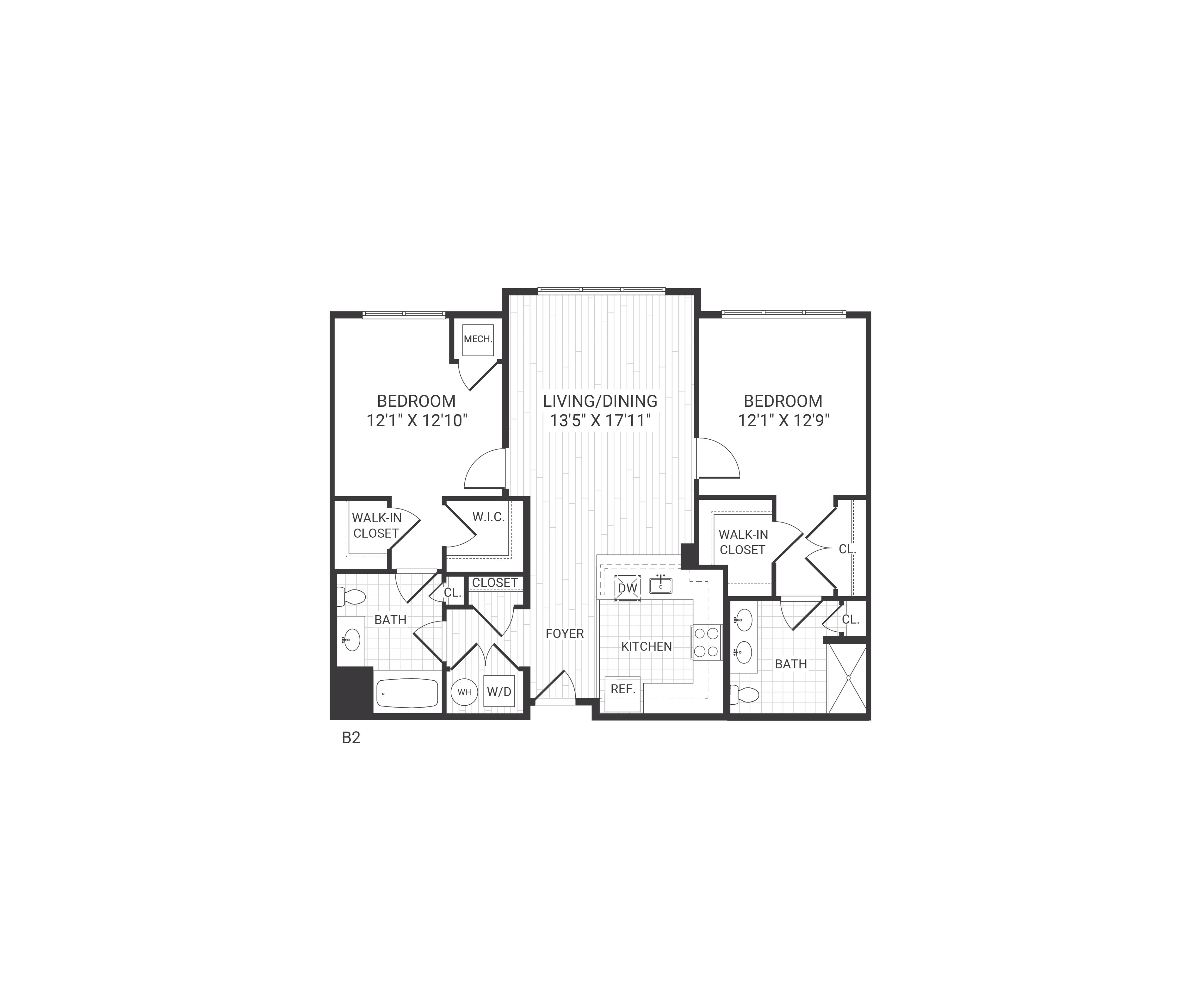 Floor plan layout diagram for B02