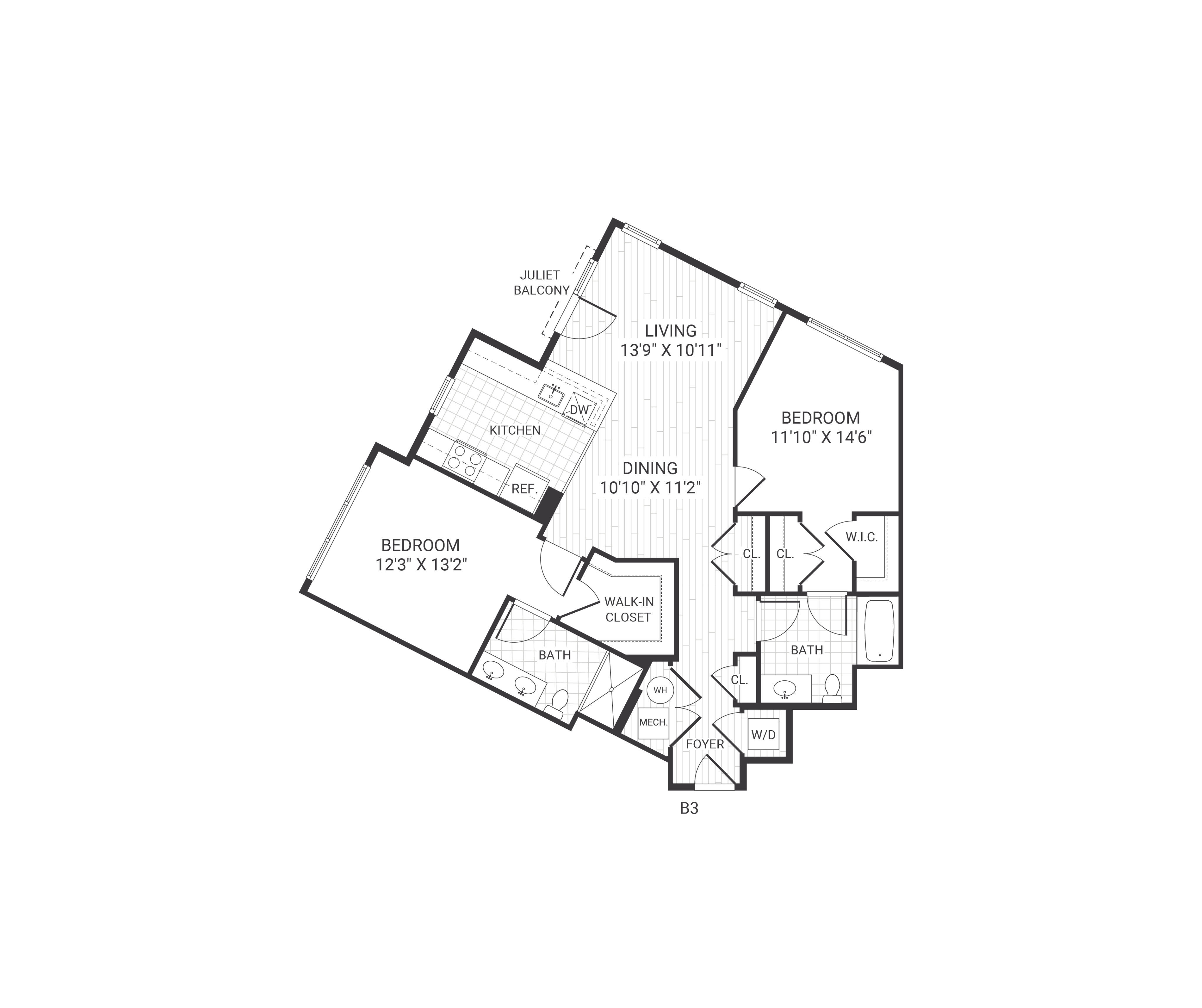 Floor plan layout diagram for B03