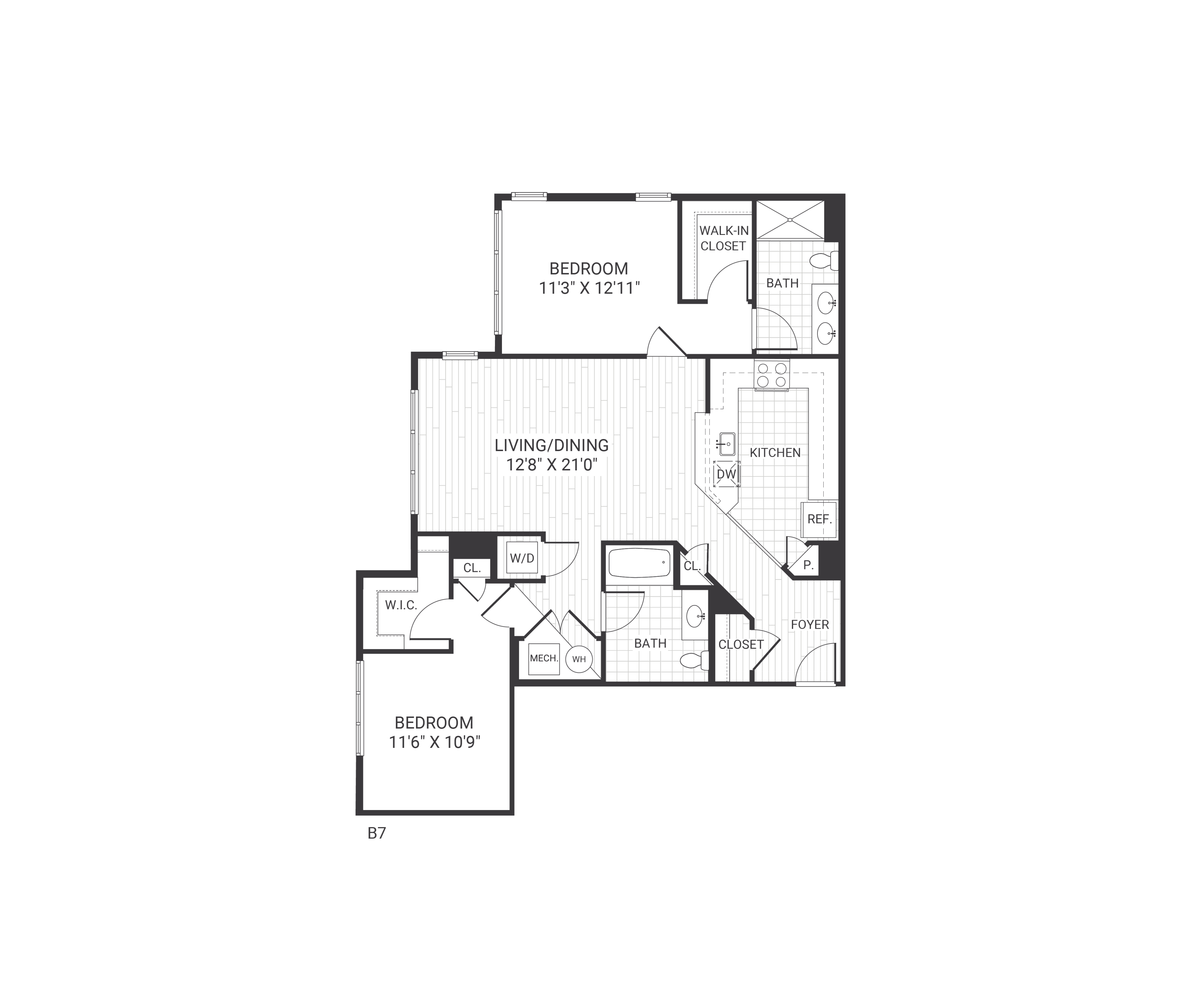 Floor plan layout diagram for B07