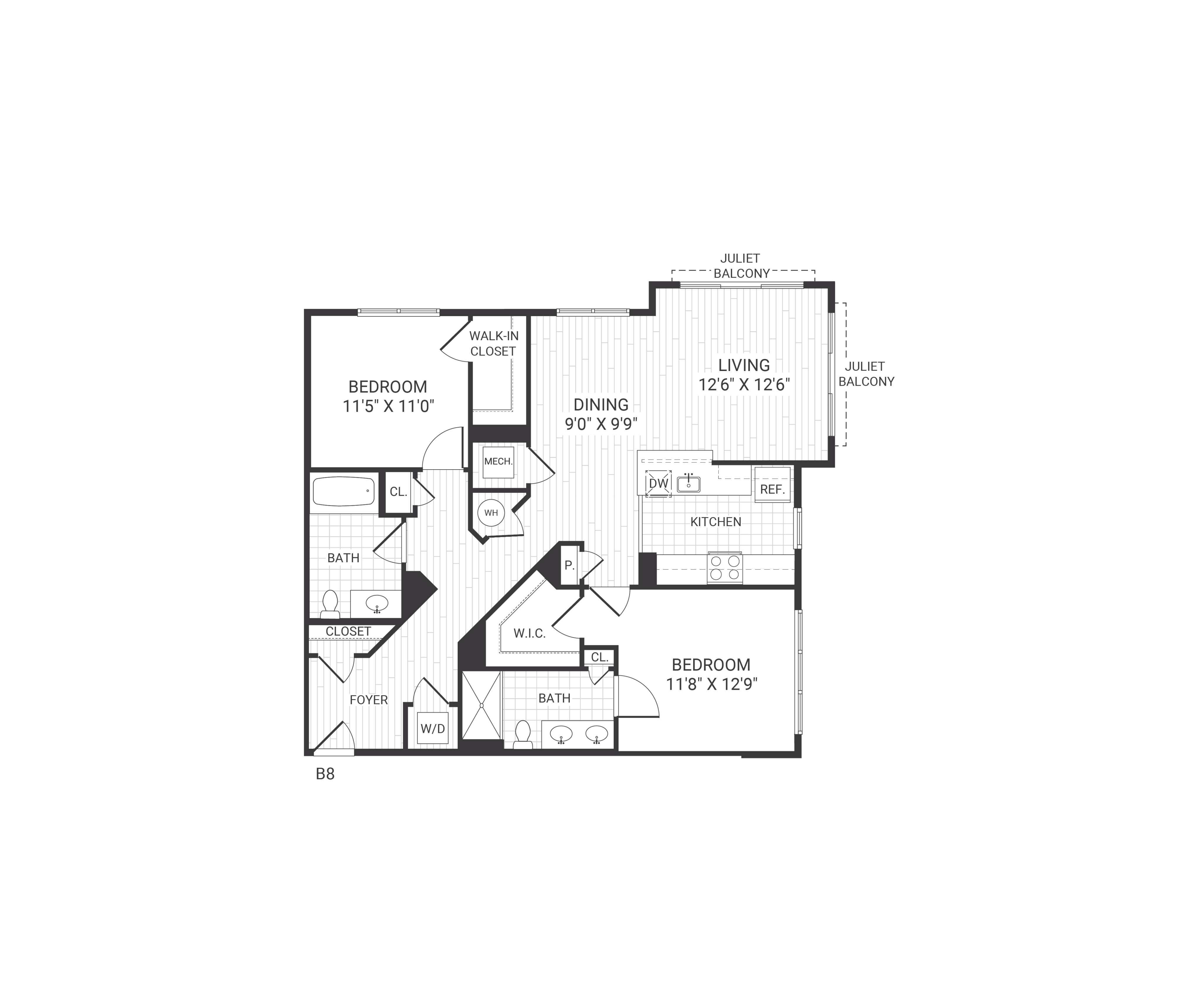 Floor plan layout diagram for B08