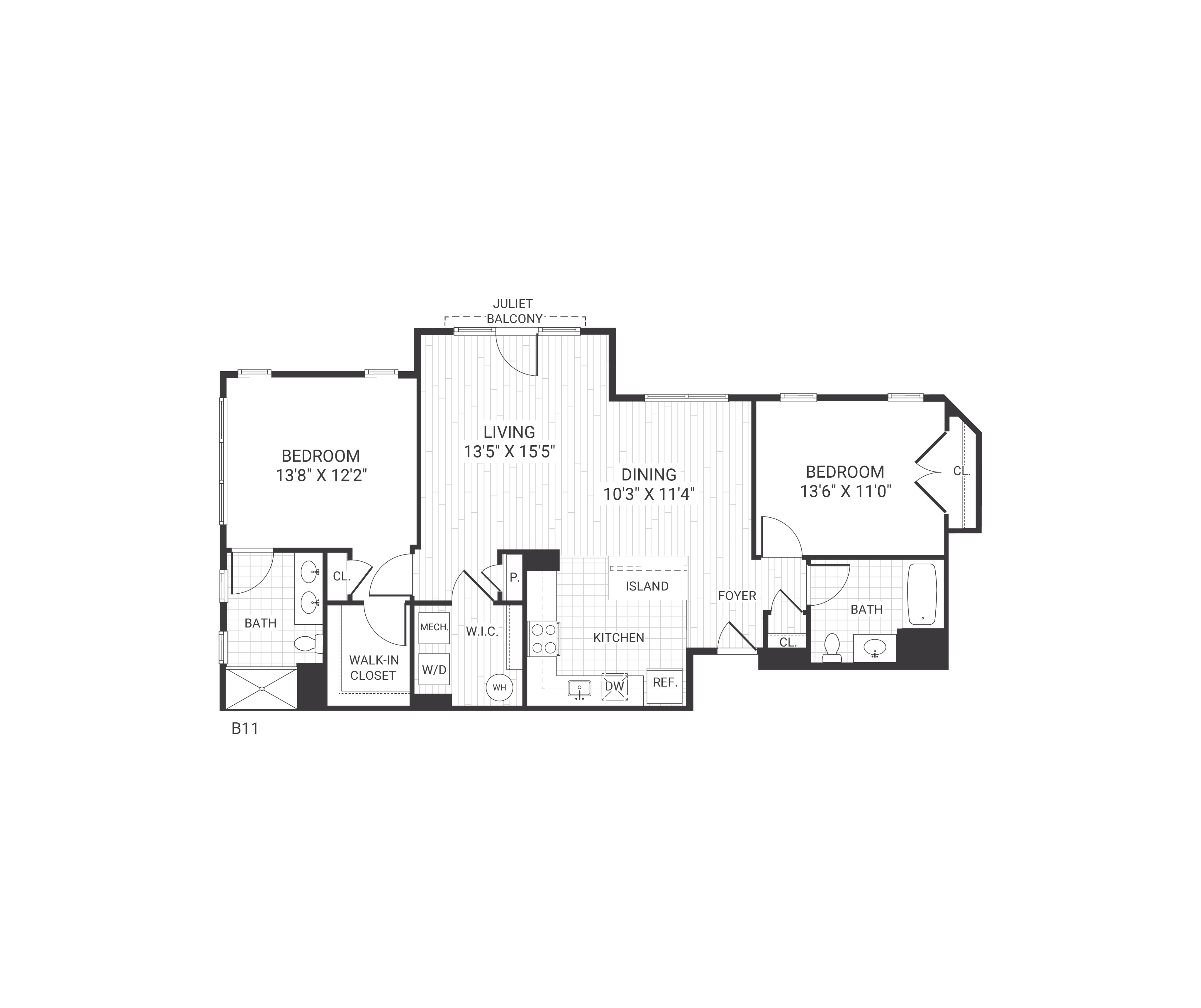 Floor plan layout diagram for B11