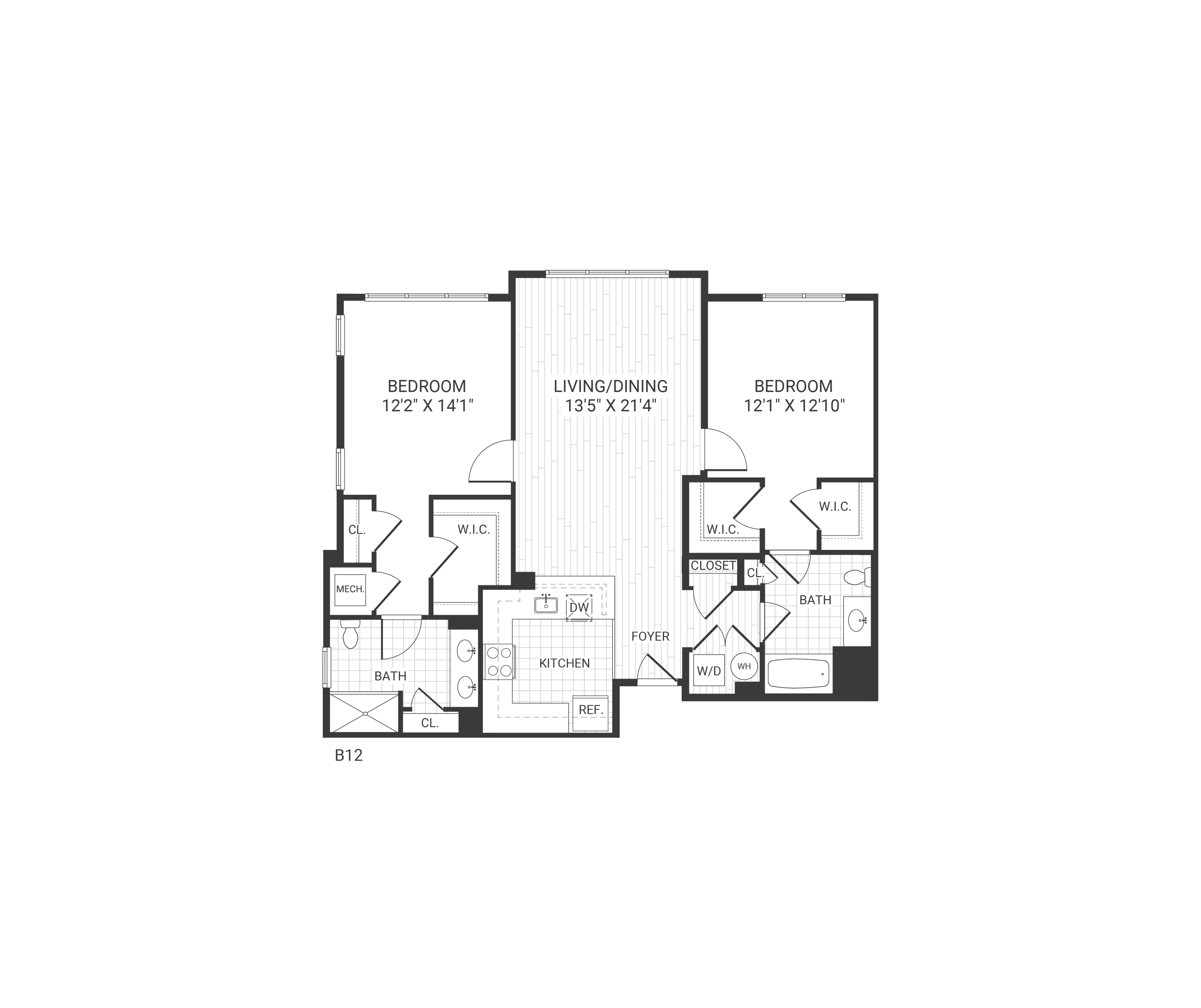Floor plan layout diagram for B12