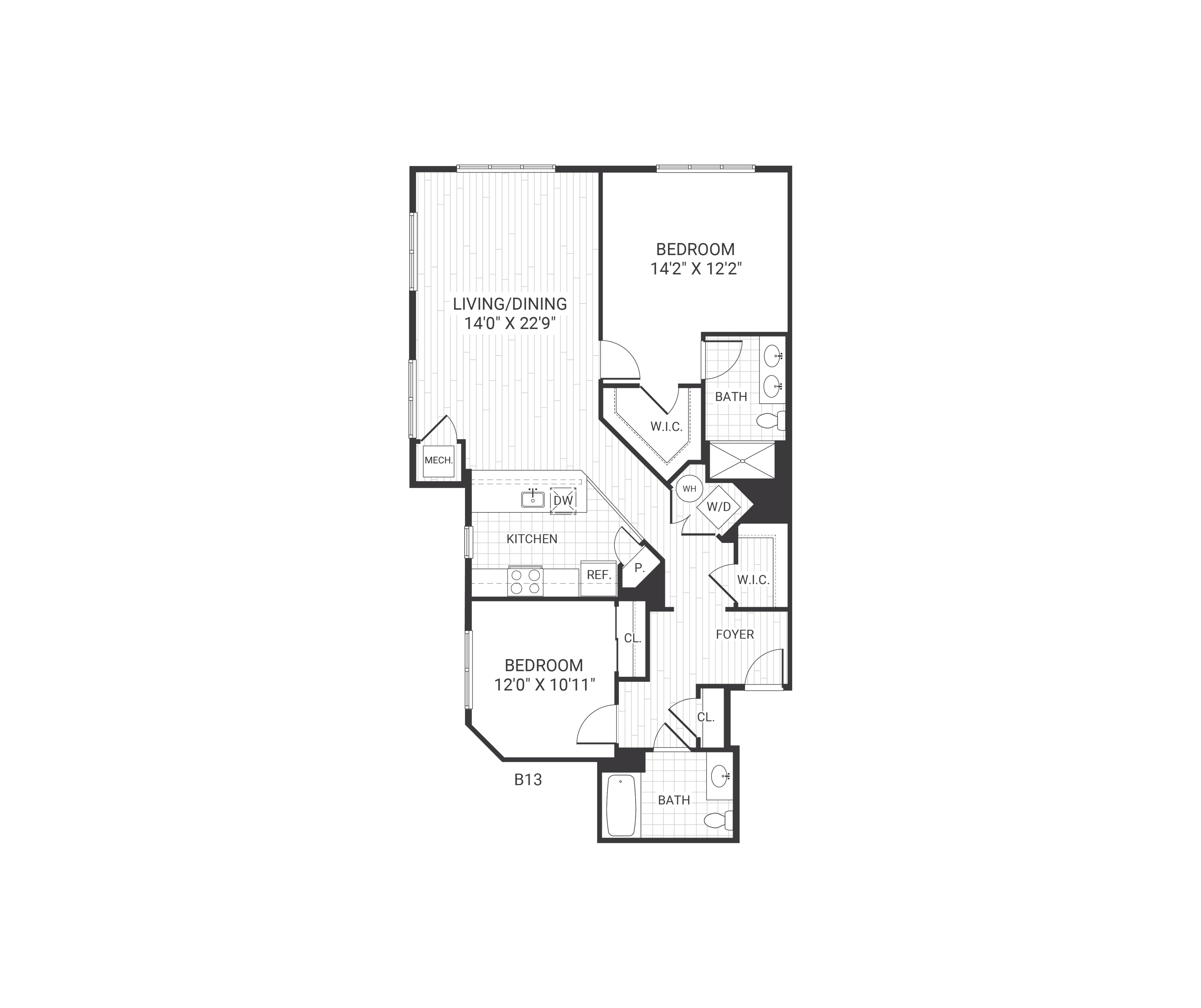 Floor plan layout diagram for B13