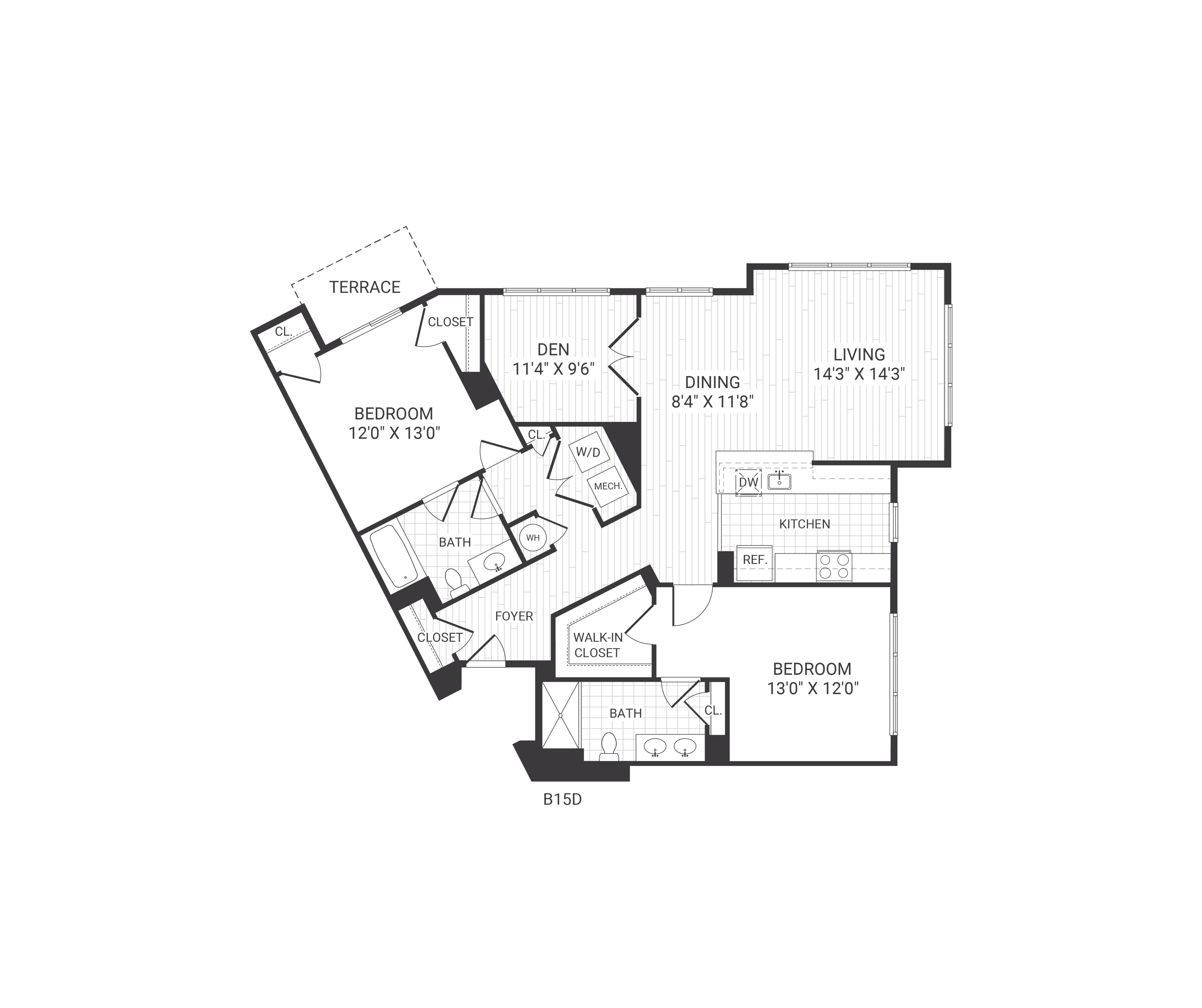 Floor plan layout diagram for B15