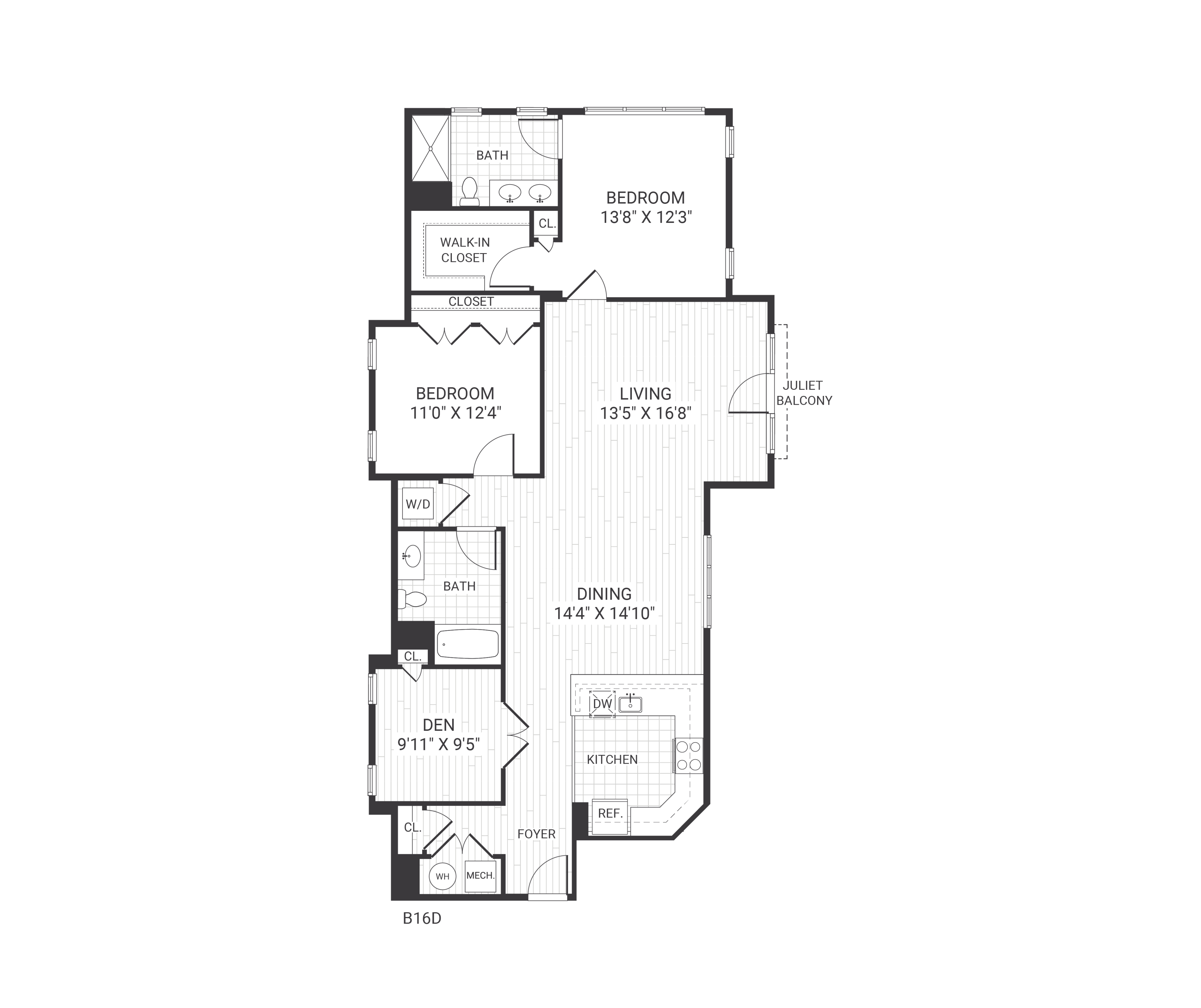 Floor plan layout diagram for B16