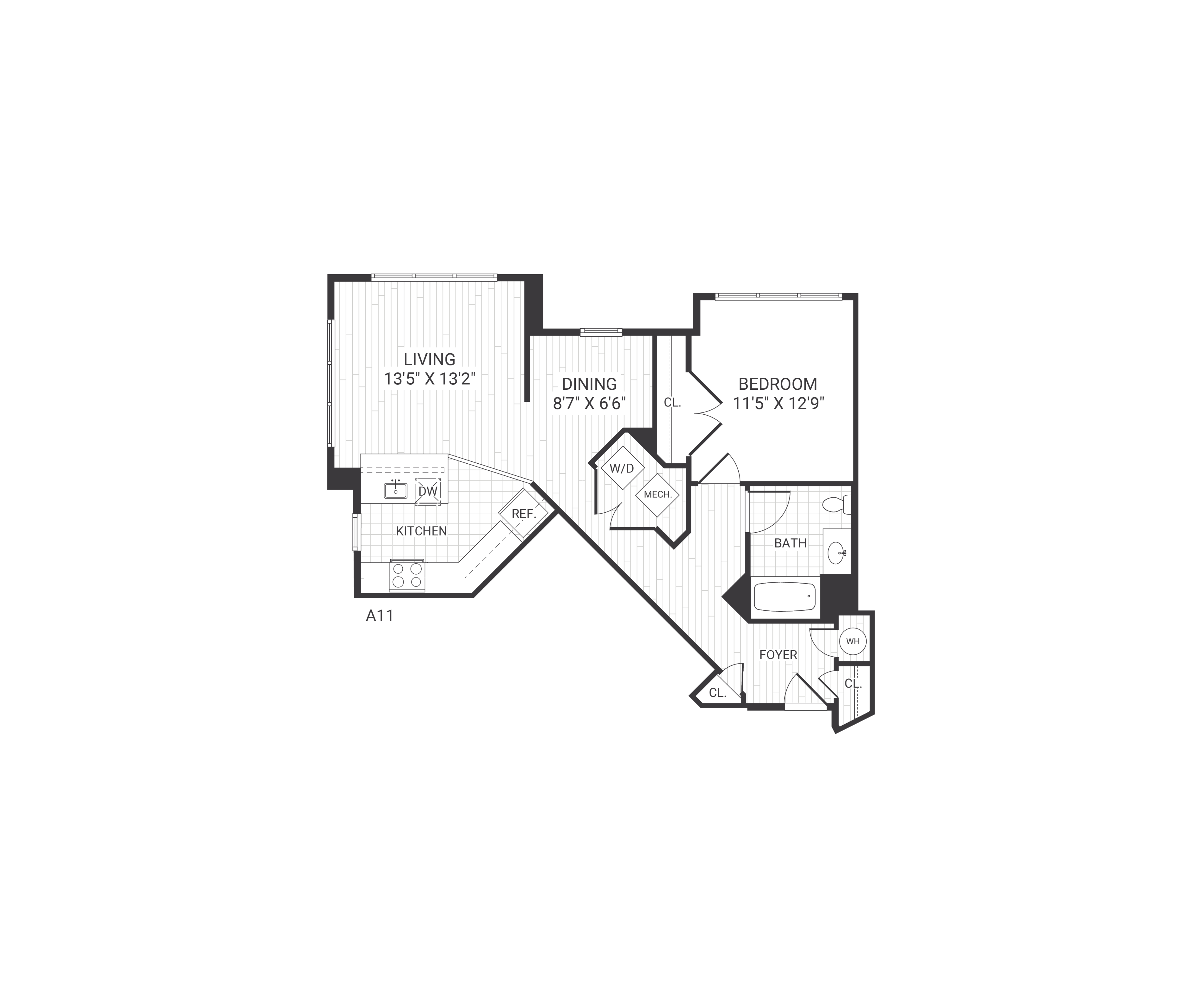 Floor plan layout diagram for A11