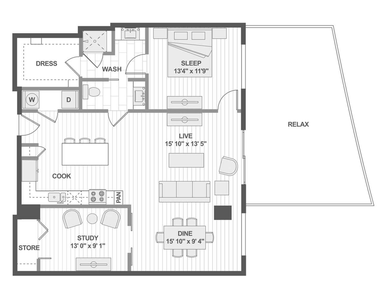 Floor plan layout diagram for A13