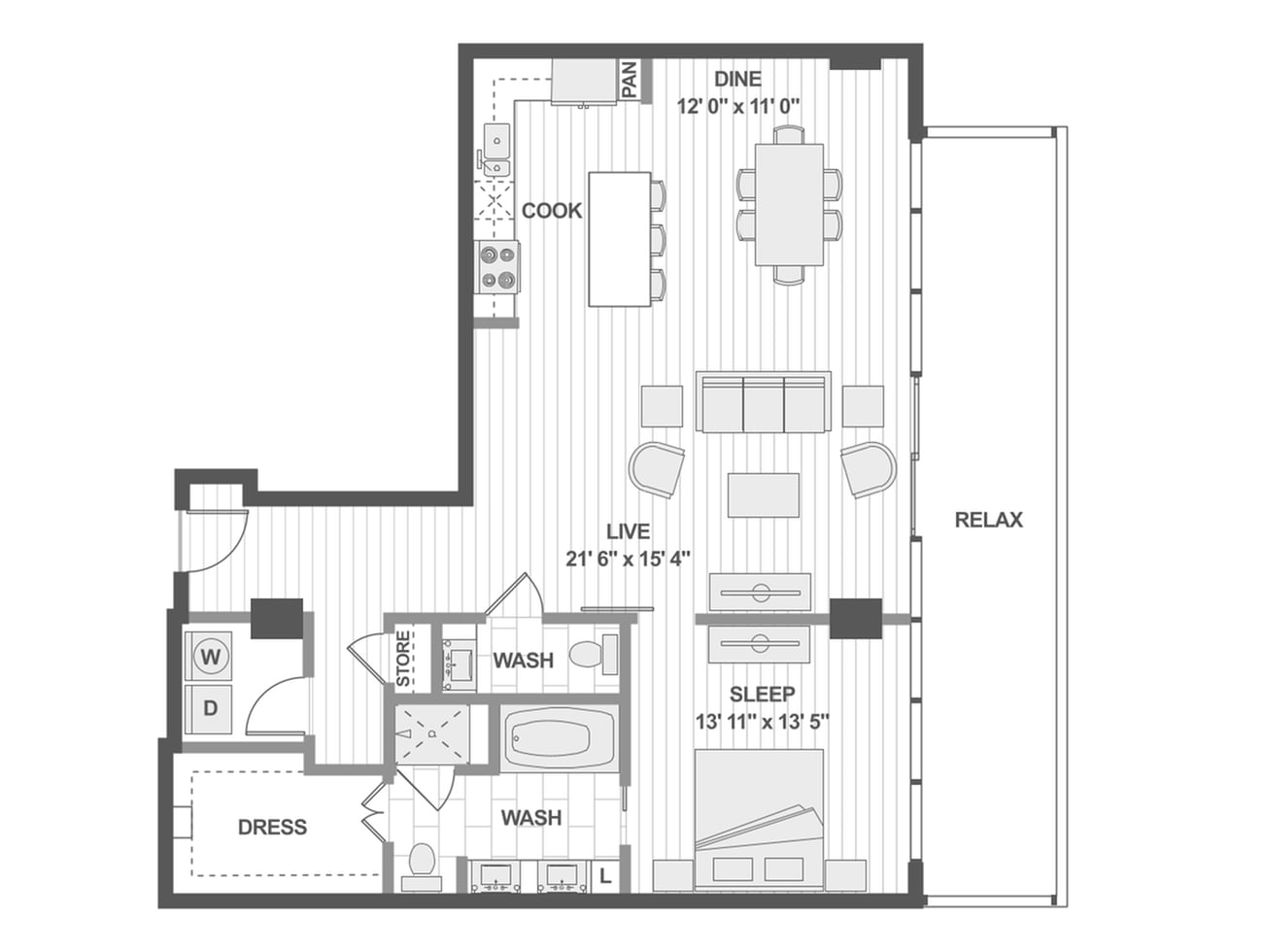 Floor plan layout diagram for A14