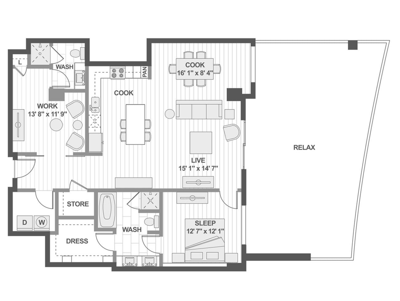 Floor plan layout diagram for A16