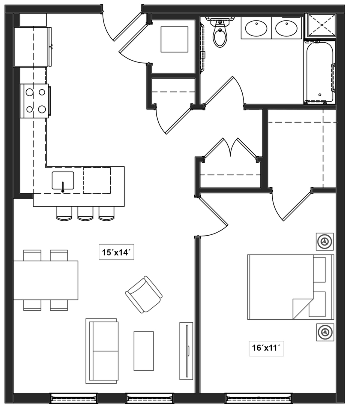 Floor plan layout diagram for 1A.3B