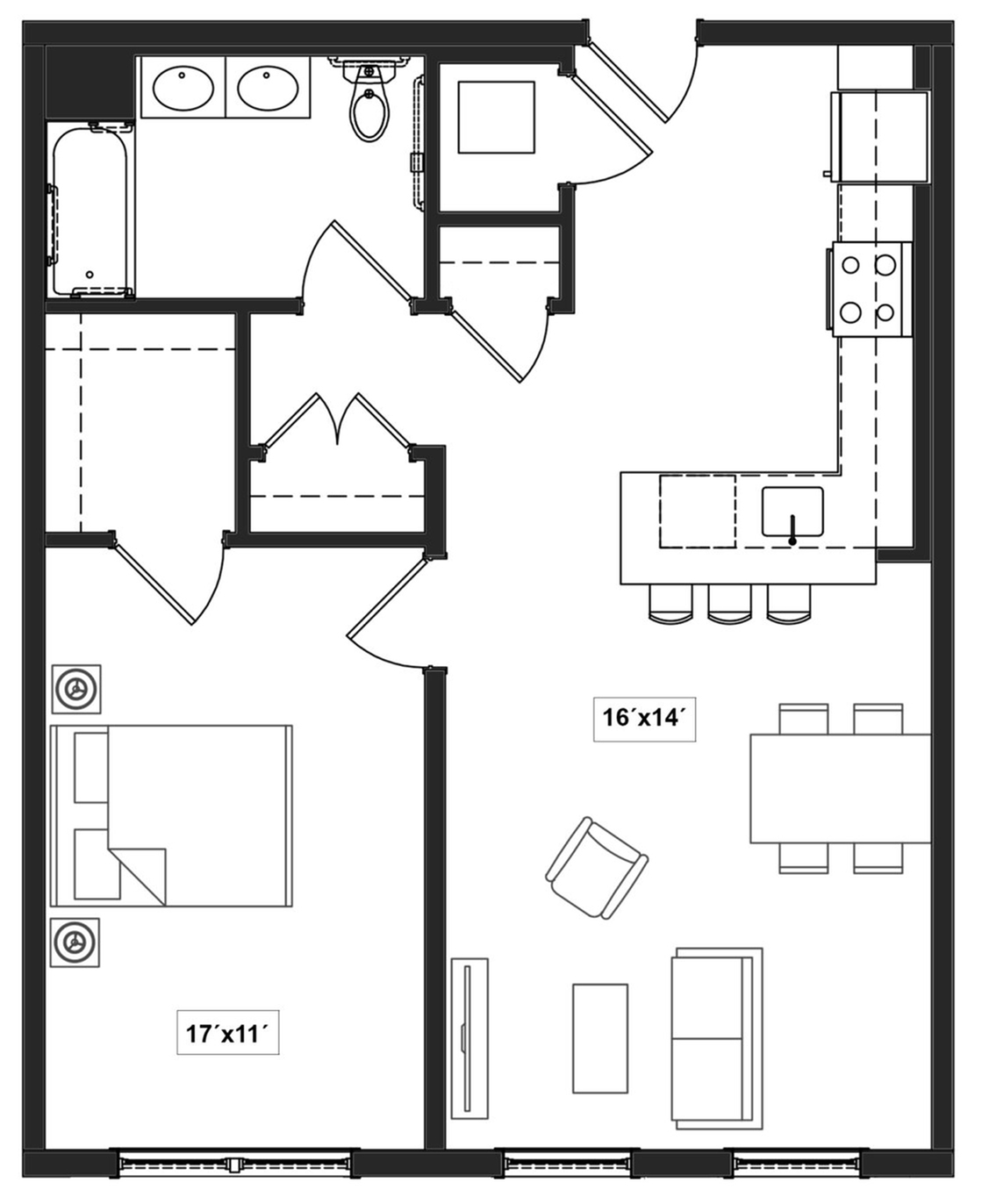 Floor plan layout diagram for 1B.2