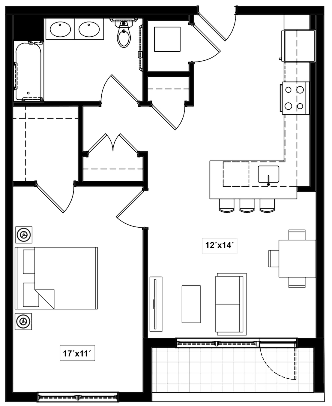 Floor plan layout diagram for 1B.2-T