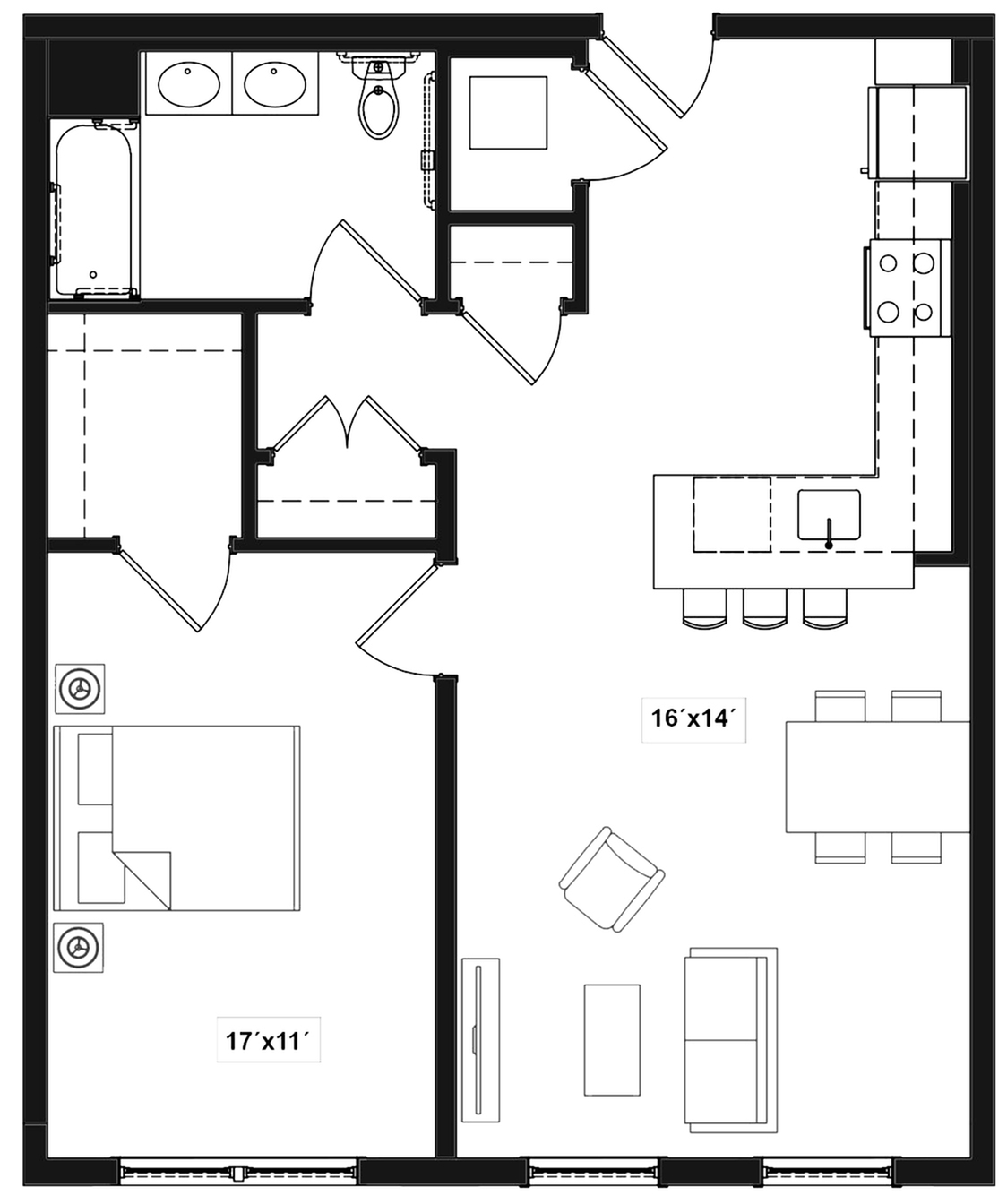 Floor plan layout diagram for 1B.3