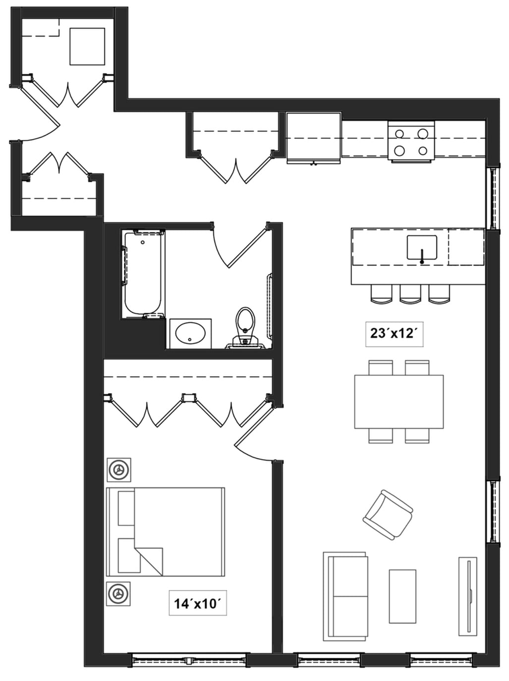 Floor plan layout diagram for 1C