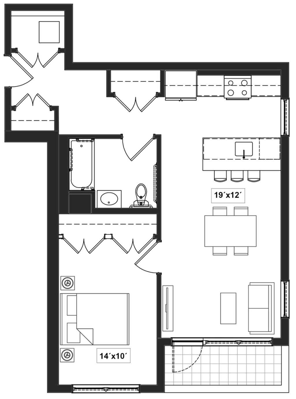 Floor plan layout diagram for 1C-T