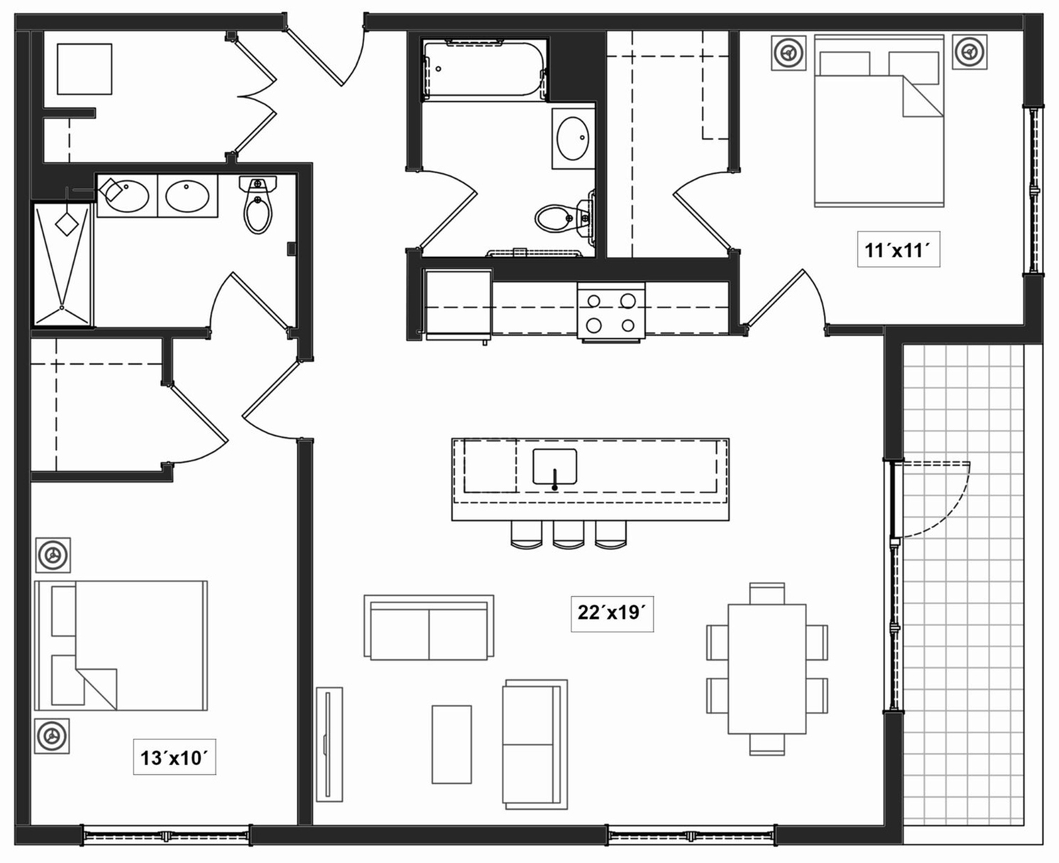 Floor plan layout diagram for 2A.1-T