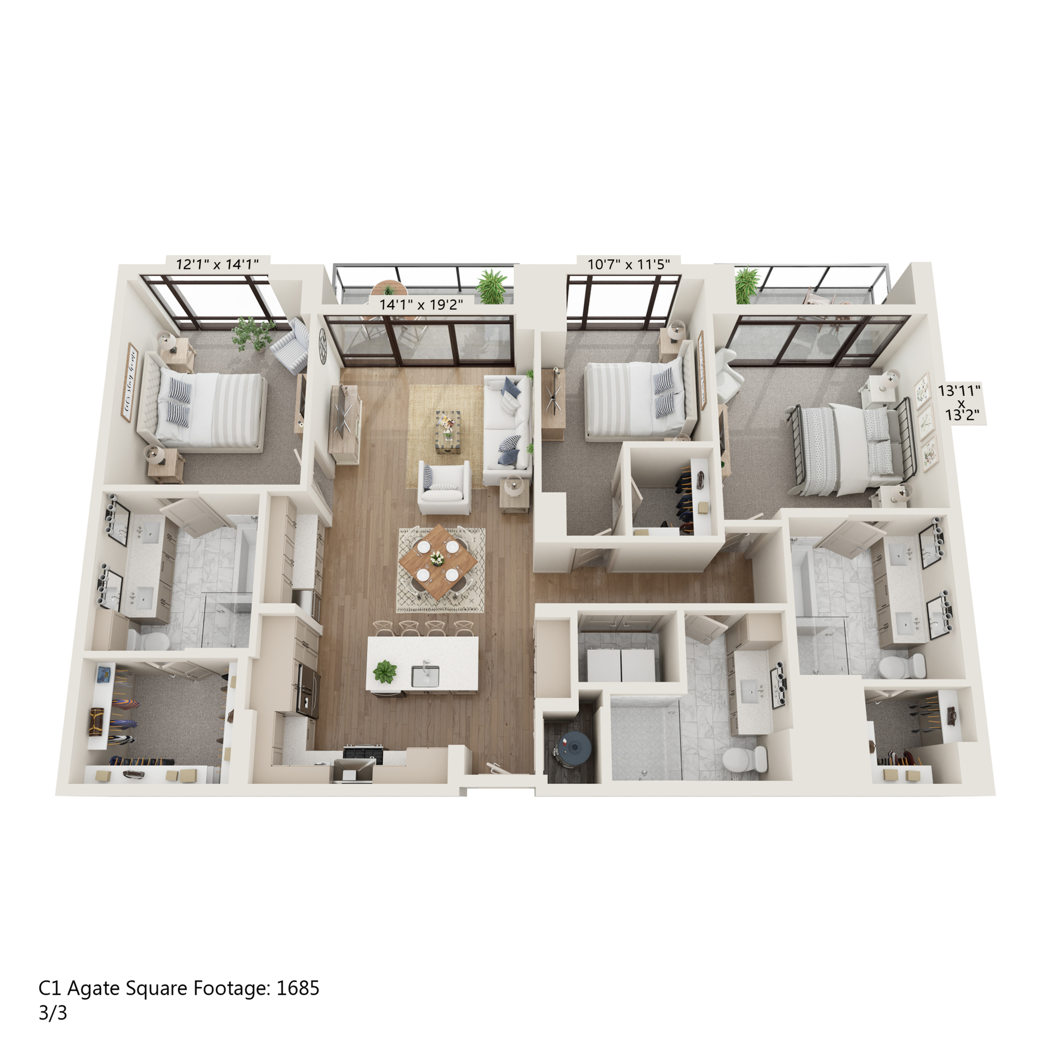 Floor plan layout diagram for C1
