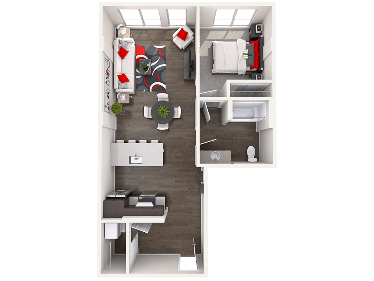 Floor plan layout diagram for B1 (1x1)