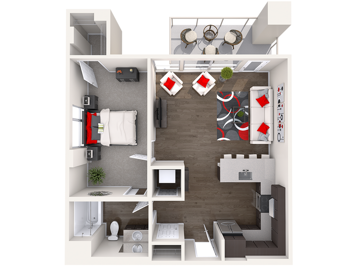 Floor plan layout diagram for B3 (1x1)